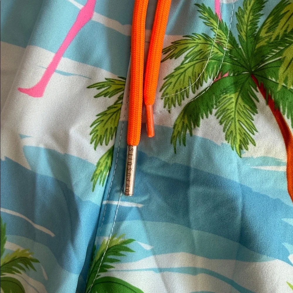 Opposuits flamingo print swim trunks size medium